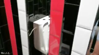 Masturbating in secret and squirting in a Bar public restroom - WetKelly