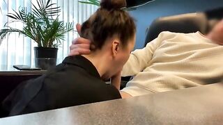 Secretary sucks and fucks her boss to save her job