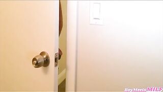 Thick Horny RedHead sexy MILF Caught Me Jerking Off To Her In The Shower - Andi James Johnny Love