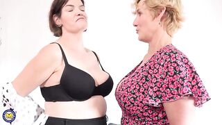 Naturally busty mature lesbians help each other