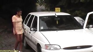 gorgeous ebony mature milf fucked by taxi driver in public